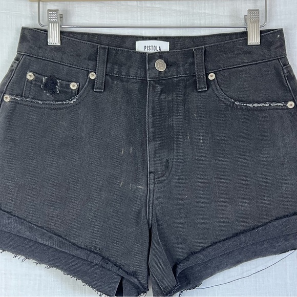 NWOT's Pistola Raw Hem Denim Short, size 26 short black cuff - Picture 1 of 12